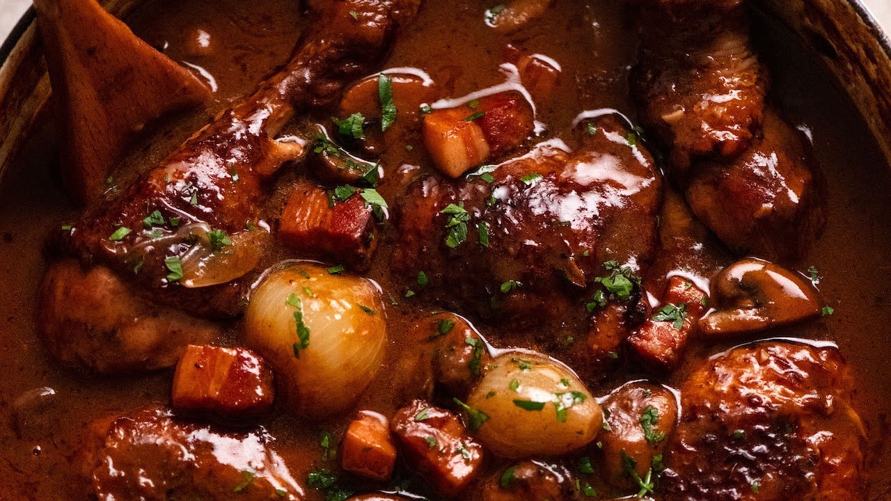 Coq au Vin (French chicken stew in red wine sauce)