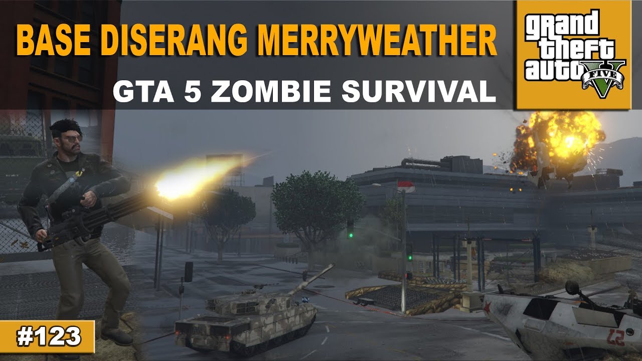GTA 5 ZOMBIE SURVIVAL - HANCURNYA KENDARAAN DI BASE #123