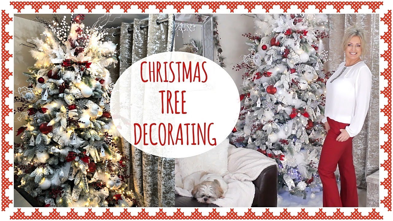 DECORATING MY CHRISTMAS TREE / RED & WHITE /I FLOCKED MY TREE