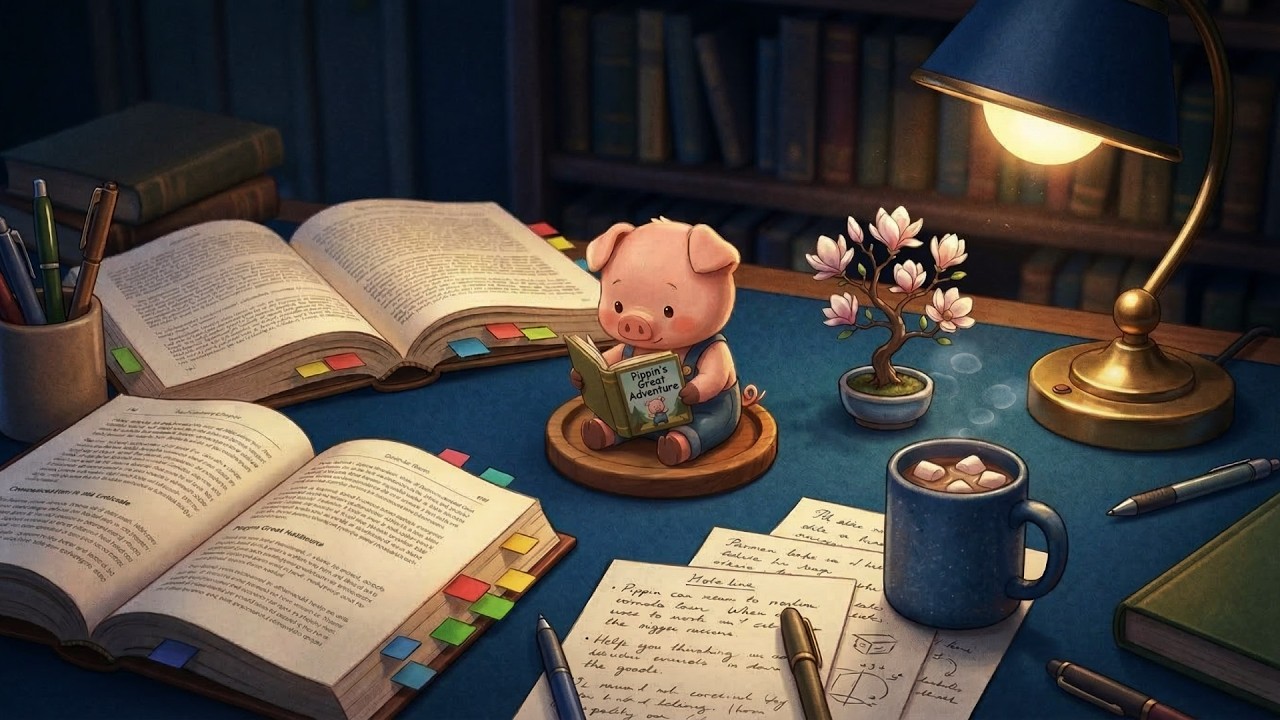 Deep Focus Study BGM 🌙 Quiet Late Night Reading & Gentle Piano with Pippin