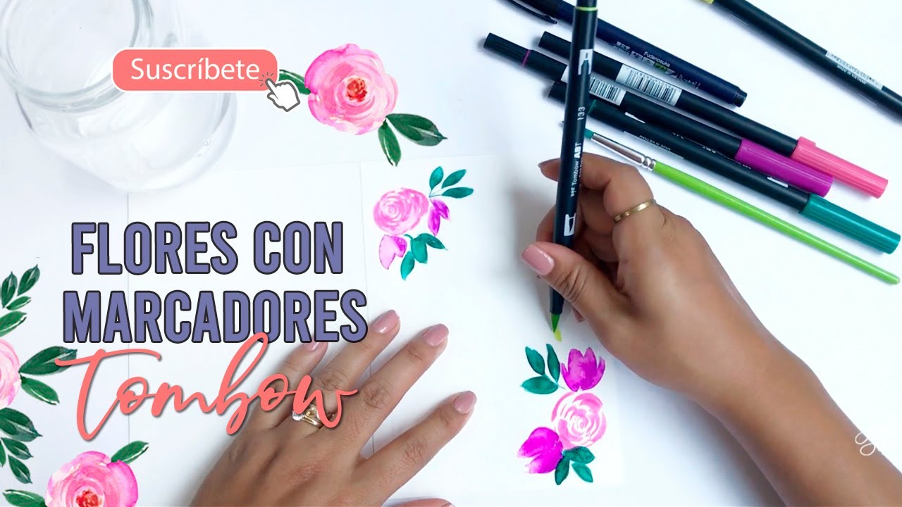 CREA FLORES CON MARCADORES TOMBOW DUAL BRUSH