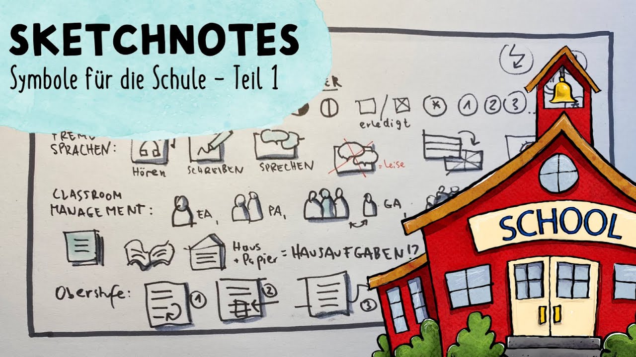 Nützliche Symbole für die Tafel / den Unterricht - Sketchnotes für die Schule