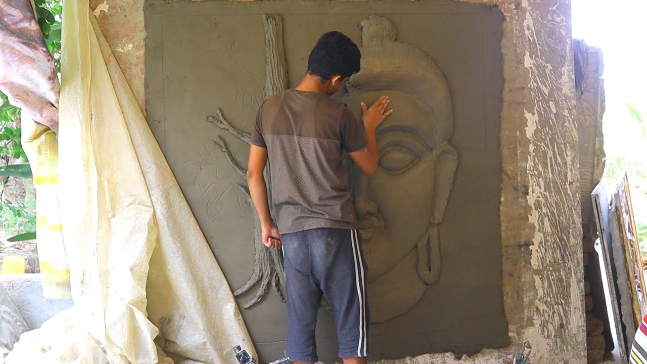 Buddha Clay mural making process for wall elevation | Art Tech