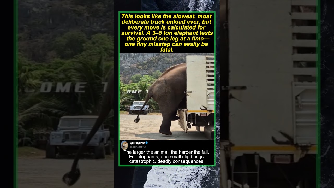 This elephant&rsquo;s slow, careful truck exit is not being dramatic &mdash; it&rsquo;s survival#elephant