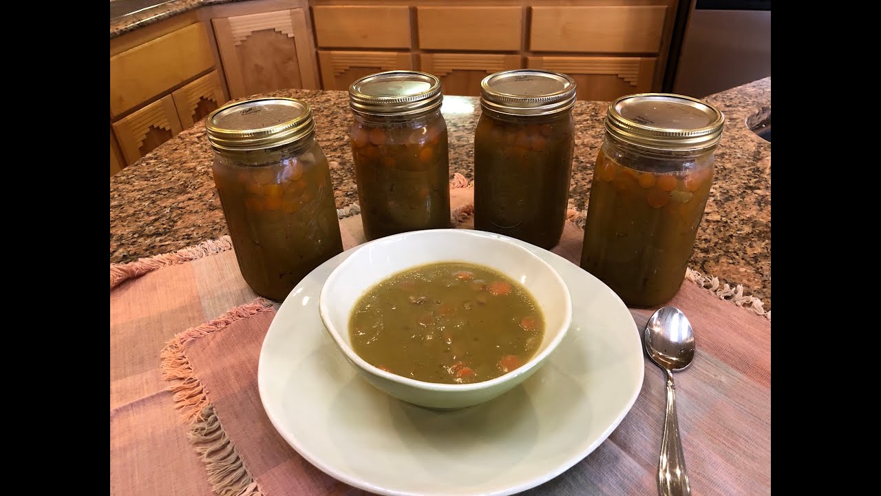 Pressure Canning Split Pea Soup with Ham