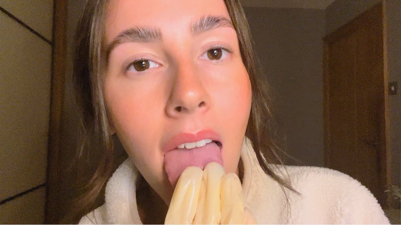 ASMR- Tongue tapping/spit painting with latex gloves🧤😝