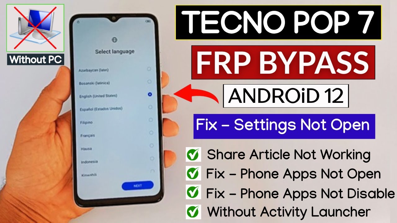 Tecno Pop 7 (BF6) Frp Bypass Android 12 Without PC | Settings Not Open | Share Article Not Working