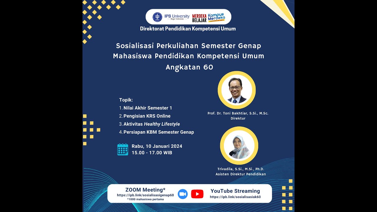 Sosialisasi Perkuliahan Semester Genap Mahasiswa PPKU Angkatan 60