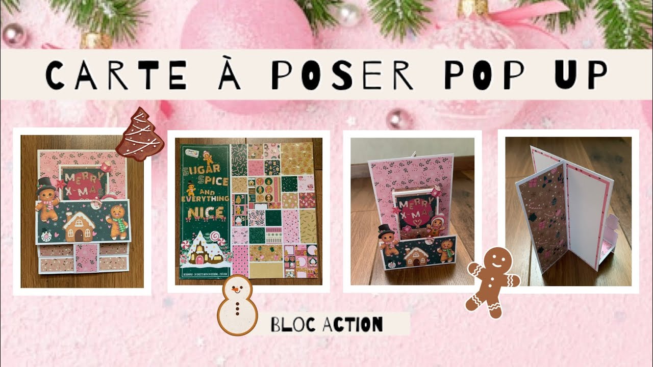 TUTO SCRAP Carte &agrave; poser Pop Up bloc ACTION No&euml;l 🎄🥨