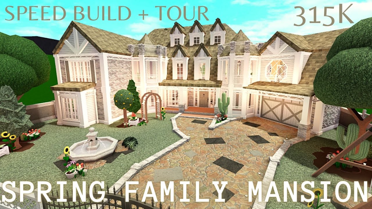 Spring Family Mansion 335k - NO LARGE PLOT - Bloxburg Speed Build
