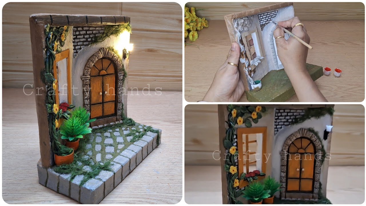 How to Make a Beautiful Cardboard Courtyard Diorama | DIY diorama with details