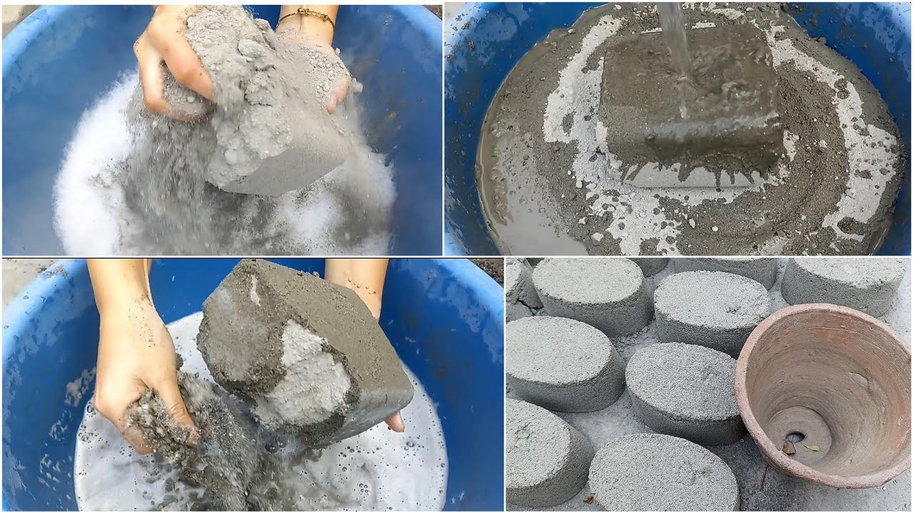 Asmr: Soft & Dusty Pure Sand Cement Crumbling Clay Pot & Water Whole Dip & Wet Crumbling🤍#asmr #sand