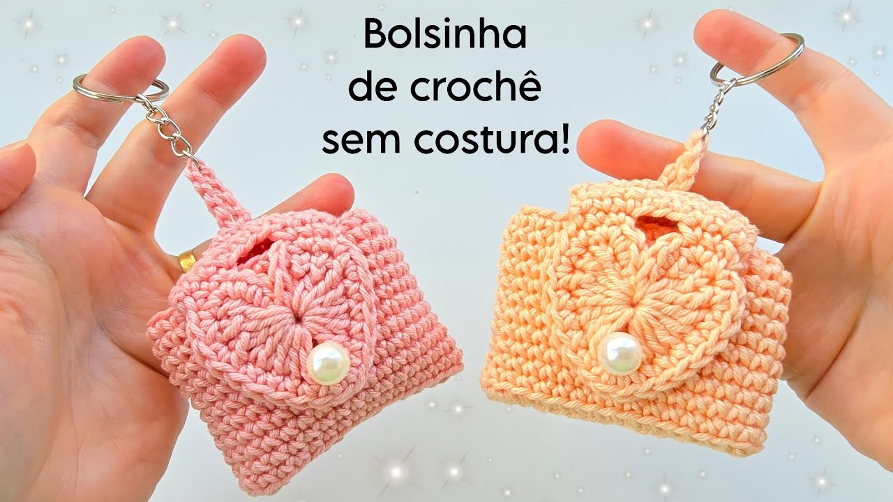 BOLSINHA DE CROCHÊ PARA FONE OU DINHEIRO SEM COSTURA