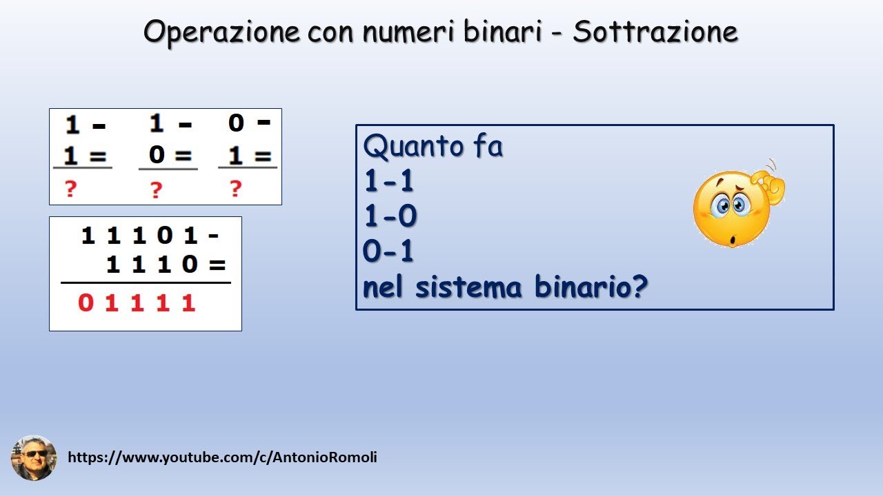 Aritmetica con i numeri binari: Sottrazione binaria