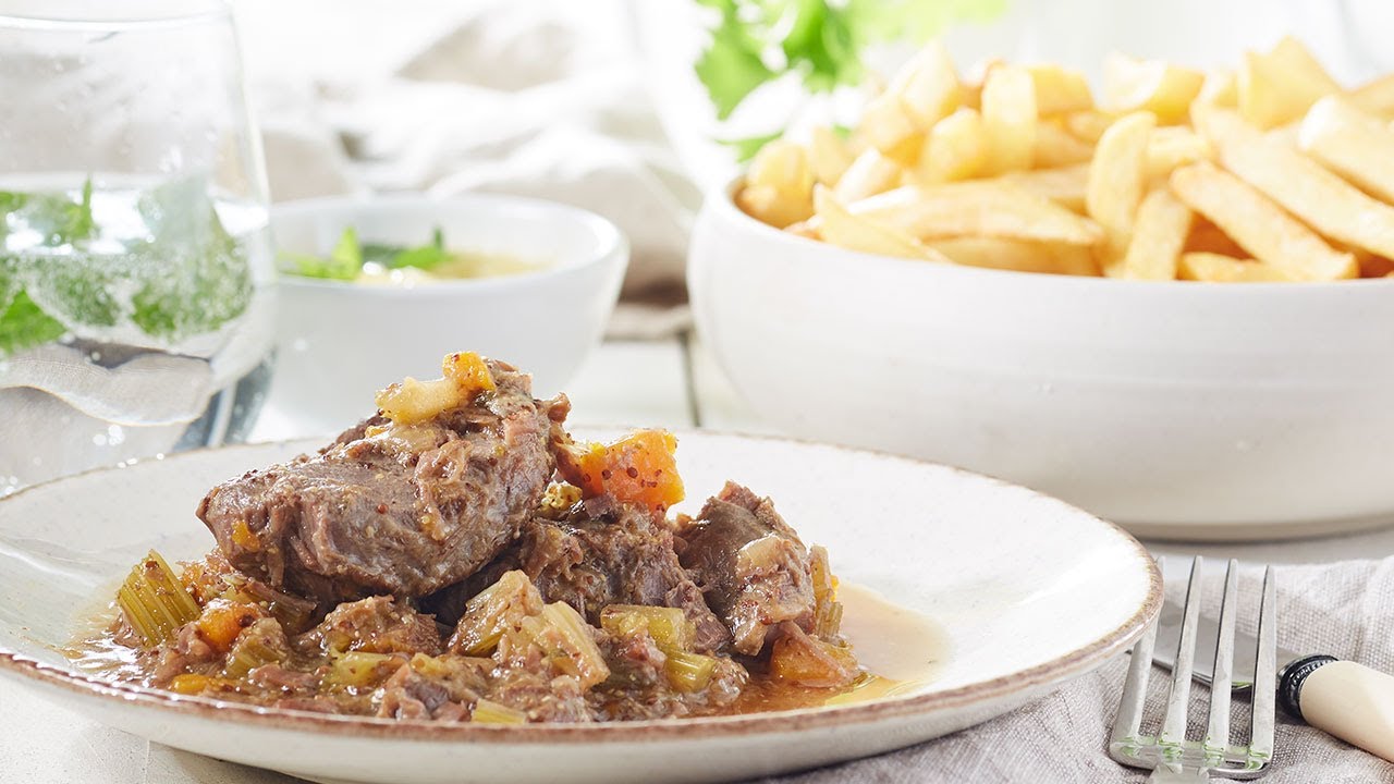 Recette &ndash;  Joues de porc &agrave; la flamande et frites &ndash; Colruyt