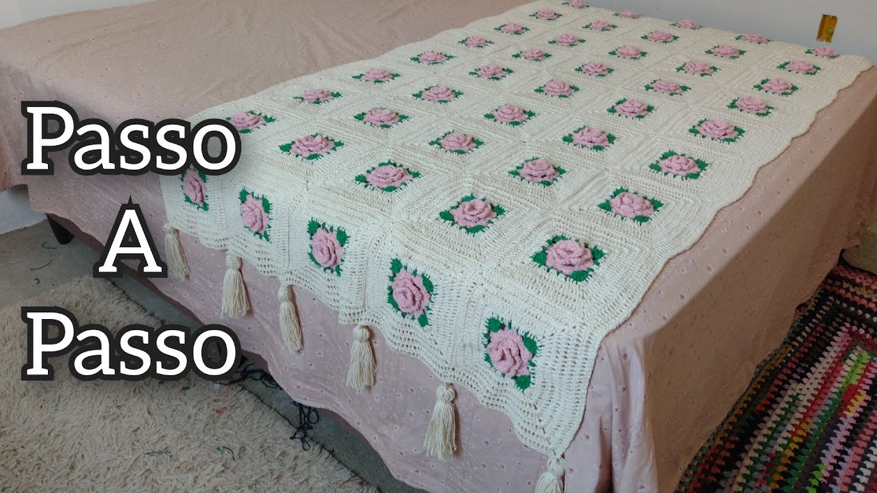 Peseira de Cama Em Crochê Com Square de Flor