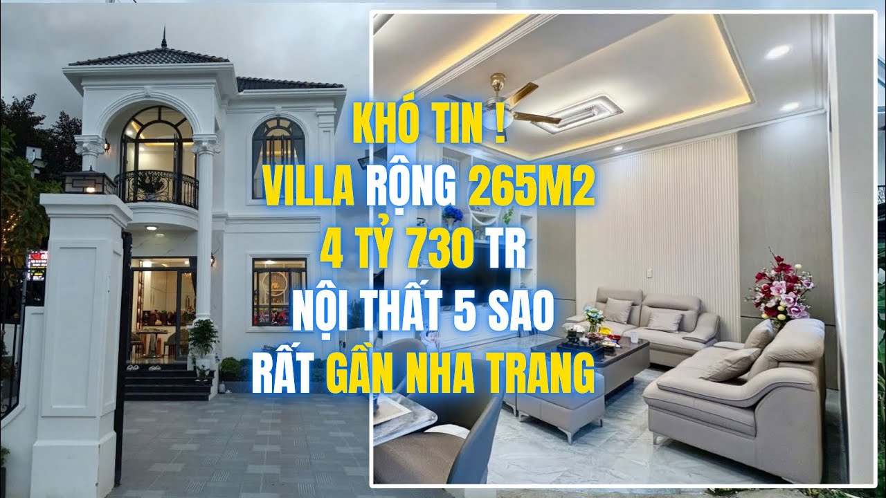 Thật Khó Tin VILLA Sân Vườn 265m2 ĐẸP HOÀN HẢO chỉ 4 TỶ 730TR Full THỔ Đường OTO Rất Gần Nha Trang