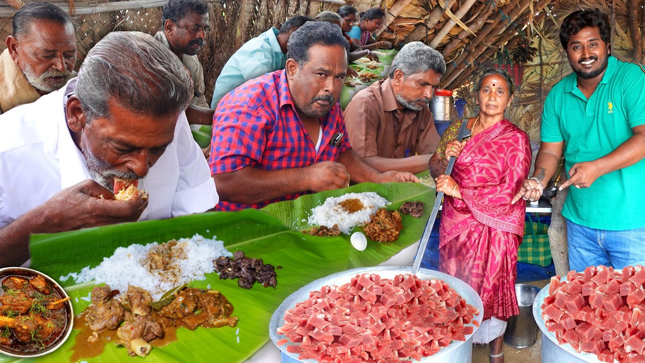 MUTTON FEAST..!! South Indian Village Style Goat Cooking | Mutton Curry