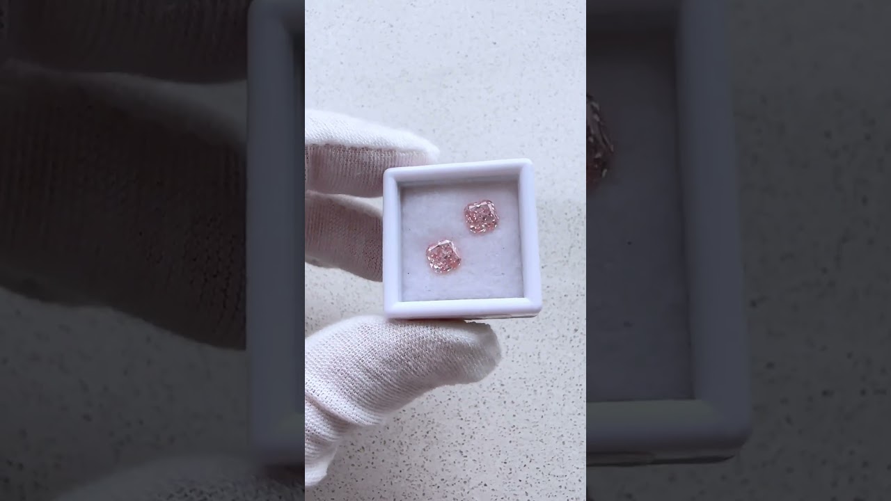 Выращенные бриллианты (пара) ДИАТОН Fancy orangy Pink 1.11 ct 1.09 ct SI1 VS2 ( 17P1023 )