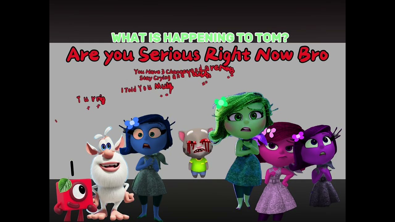 One, Booba, Elisita, Disgust, Cynthia, Diana are reacting to Talking Tom Gold run Anti Piracy screen