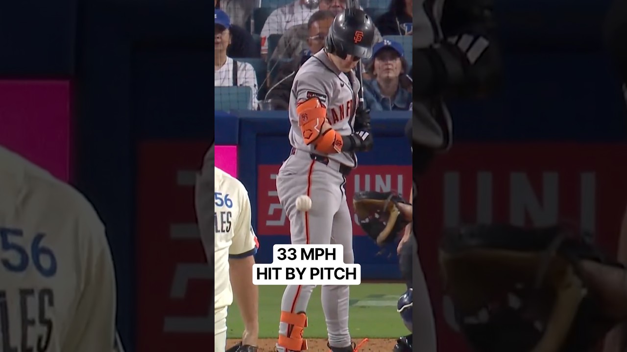 Batter stands still as he gets hit by a 33 MPH pitch