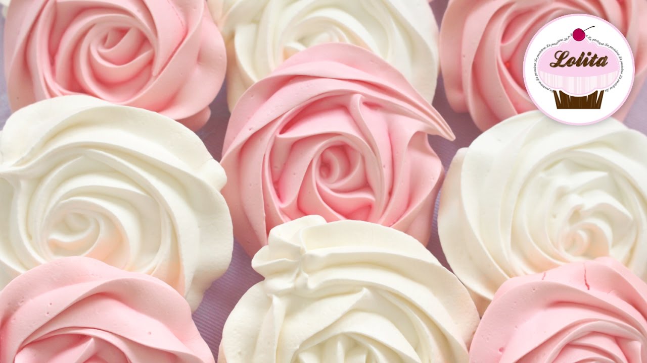 Receta de rosas de merengue duro | Suspiros en forma de rosas | Receta de merengue suizo