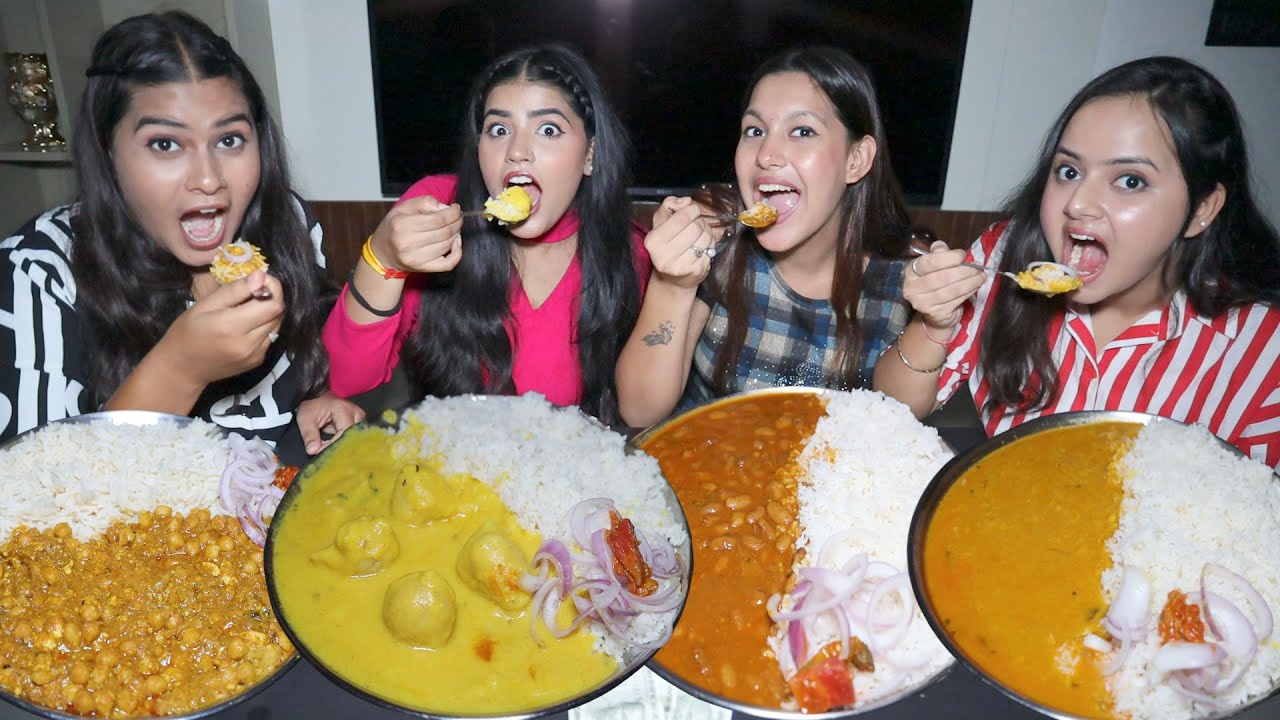 Kadhi Chawal, Chole Chawal, Rajma Chawal, Daal Chawal Eating Challenge | Homemade Food Challenge