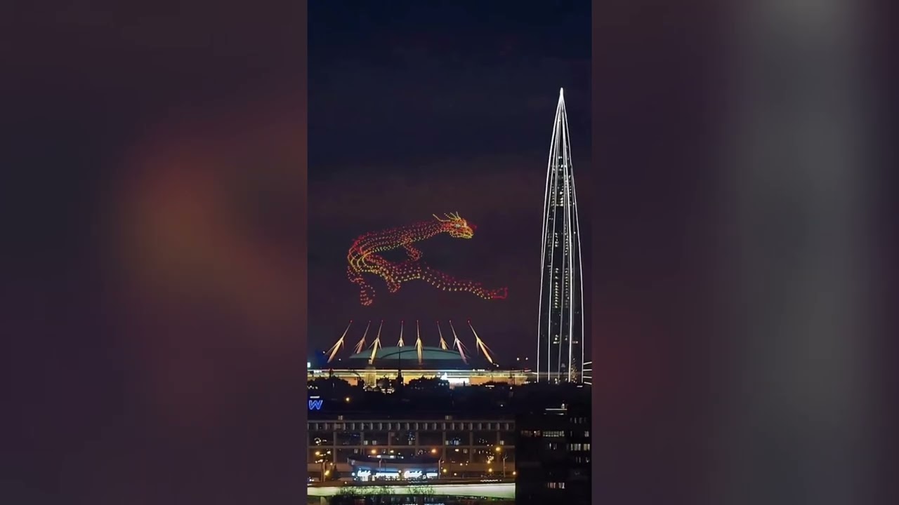 GAME OF DRONES: Huge Dragon Made Out Of 1,000 Drones Lights Up Russia