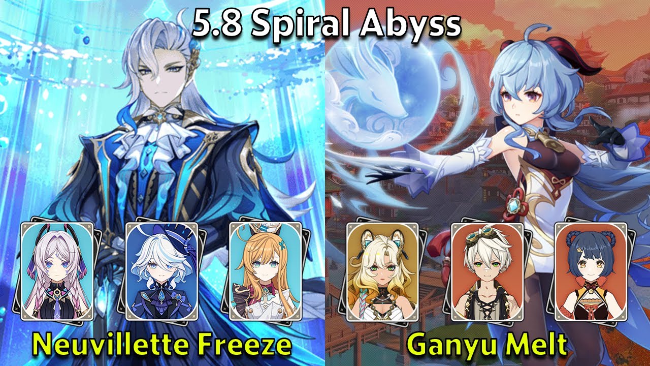 C0 Neuvillette Freeze & C0 Ganyu Melt - Genshin Impact 5.8 Spiral Abyss Full Clear
