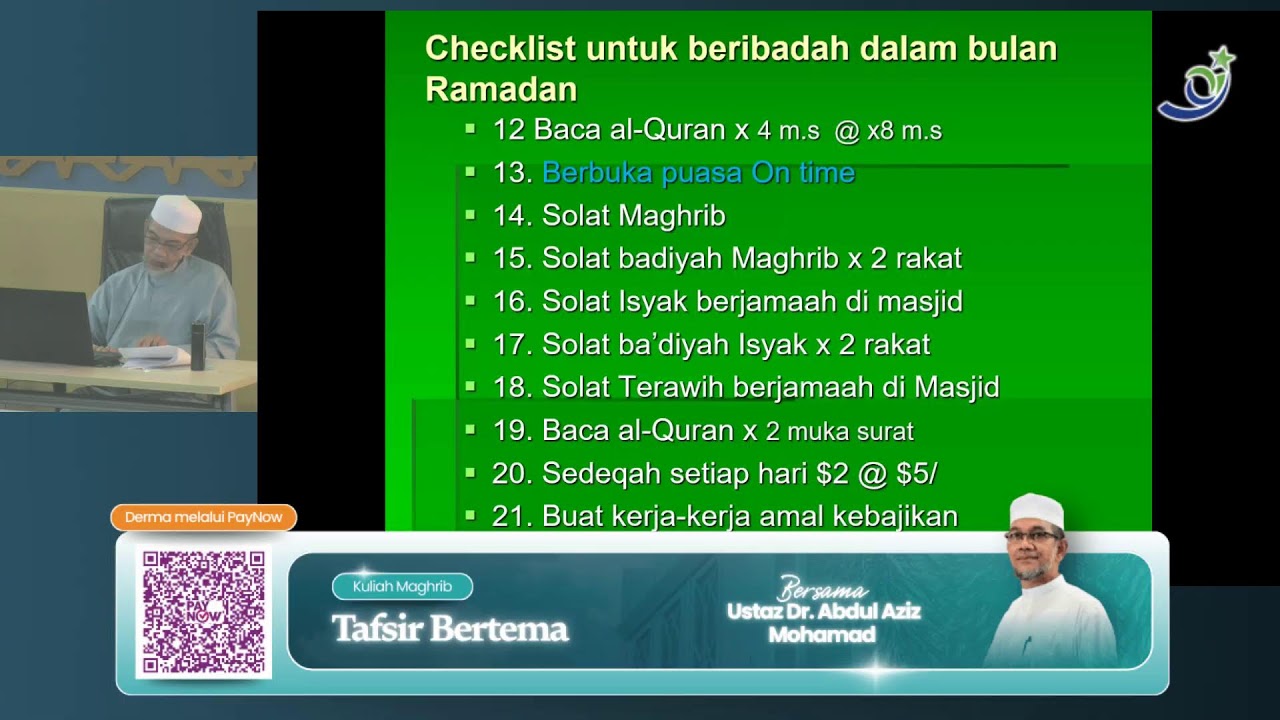 Tafsir Bertema Bersama Ustaz Dr Abdul Aziz Mohamad (21 Jan 2026)