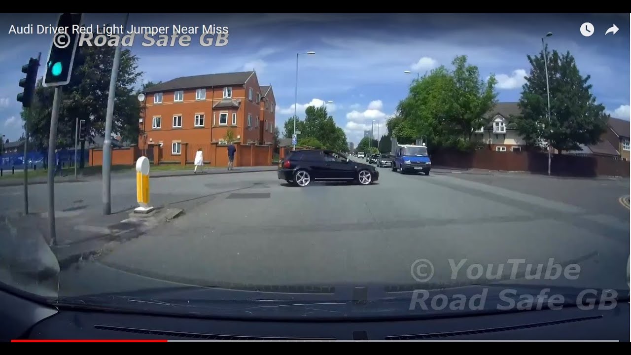 Audi Driver Red Light Jumper Near Miss