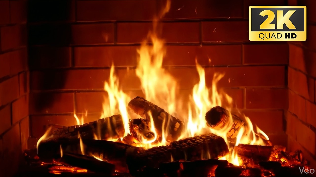 🔥Fireplace 2K Cozy Night Ambience: 1 Hour of 2K Quad HD Fireplace Soundscozy ASMR