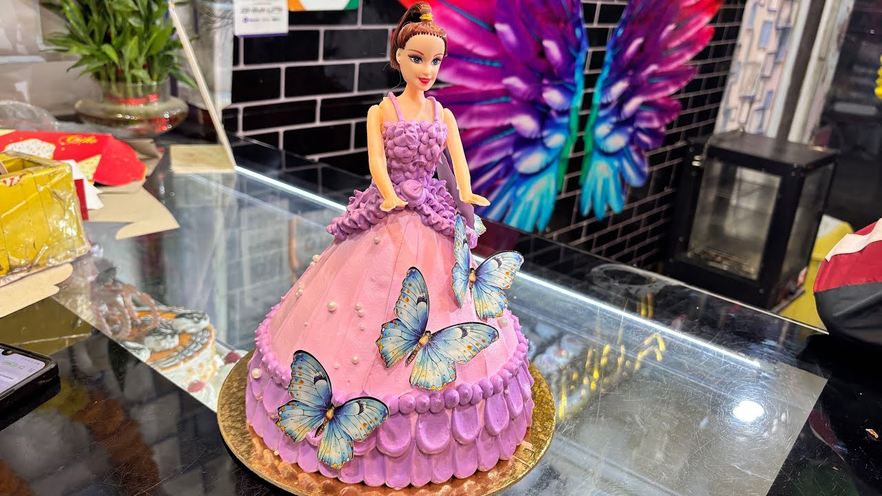 New design, Barbie doll cake \ eggless whipped cream cake #viral 