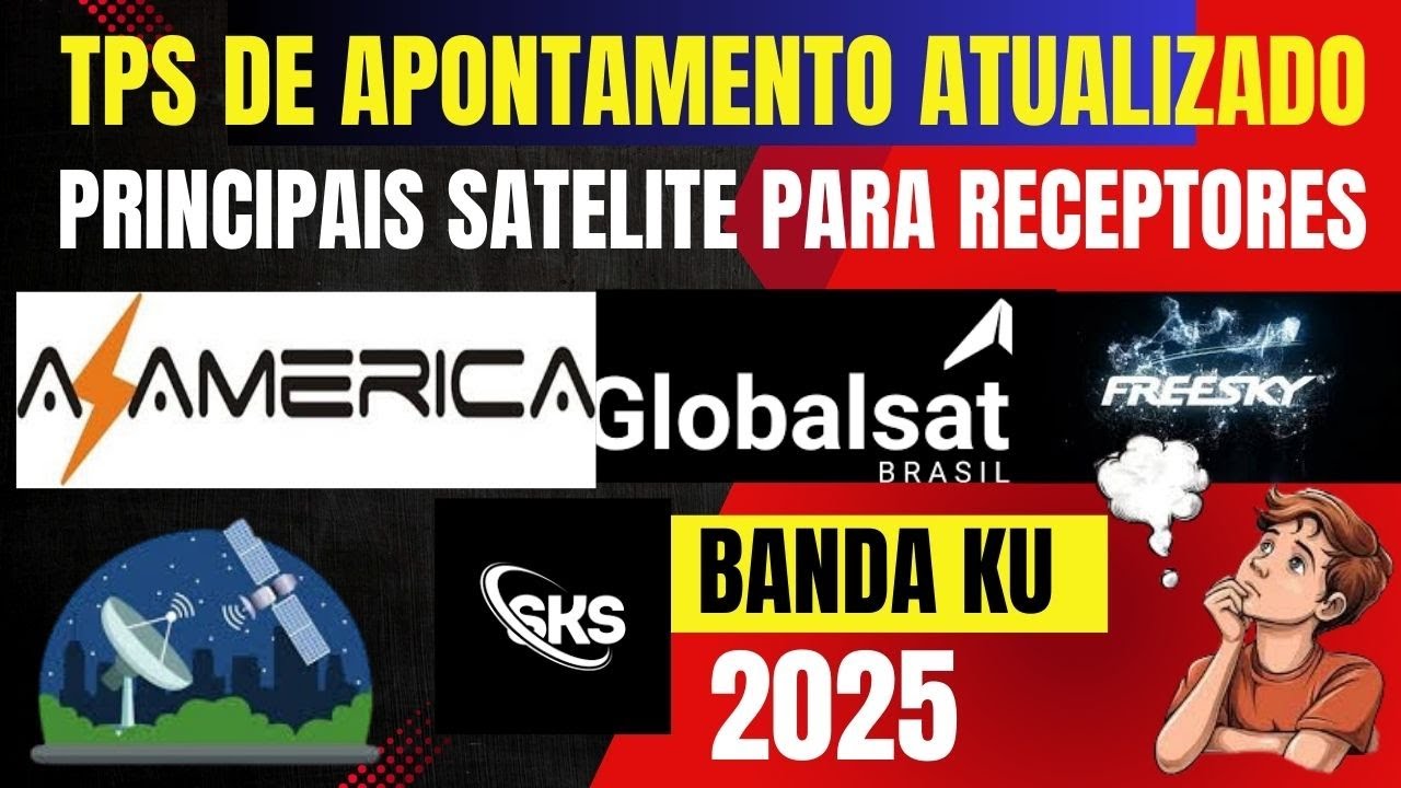 TPS DE APONTAMENTO DOS PRINCIPAIS SATÉLITE BANDA KU RECEPTORES AZAMERICA-GLOBALSAT- FREESKY- 2025