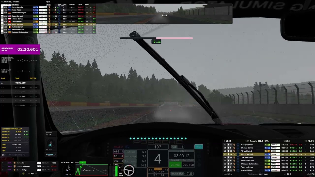 iRacing Porsche Cup - Fixed by CONSPIT @ wet Spa-Francorchamps 26S1W02 race 1