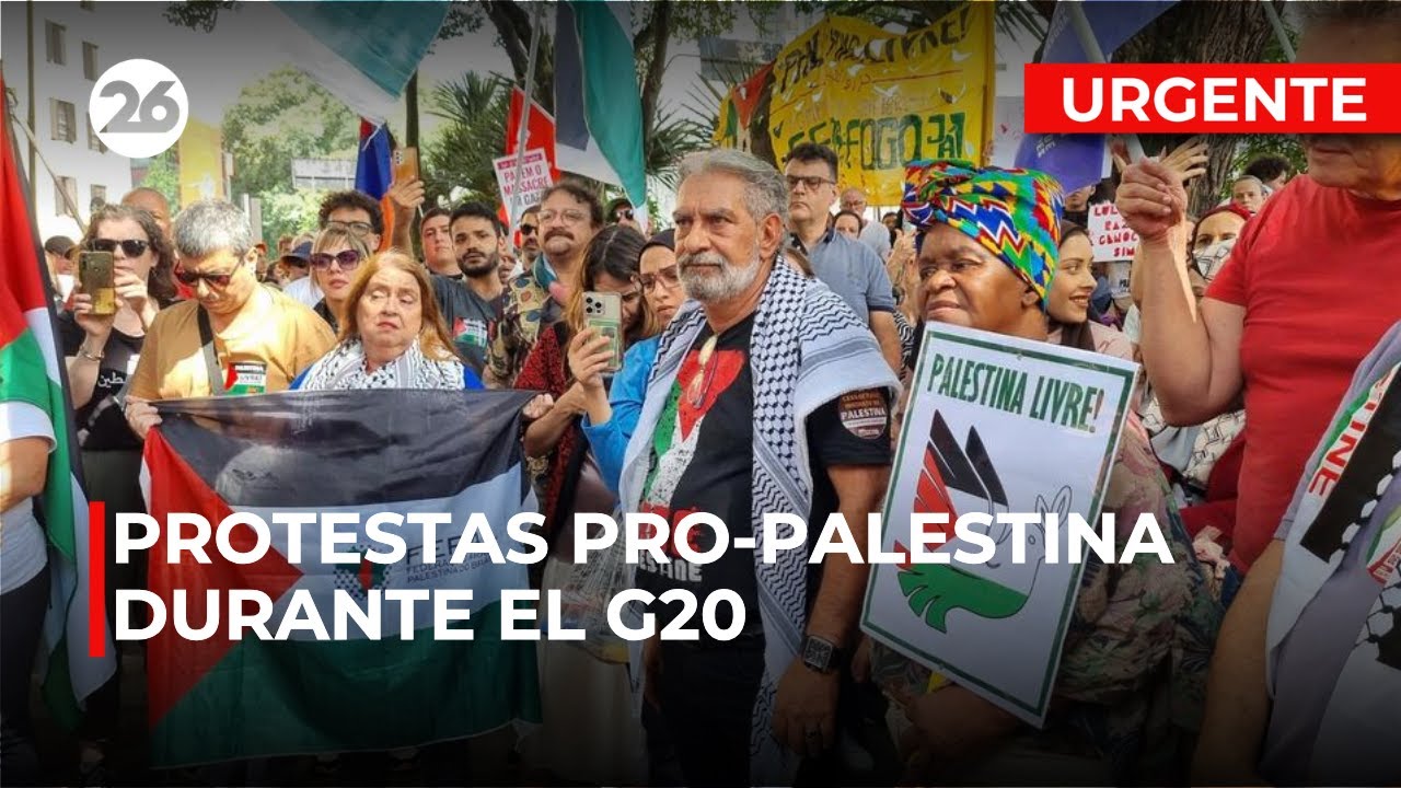 🚨 EN VIVO G20 | Activistas pro-Palestina protestan en R&iacute;o de Janeiro durante la Cumbre del G20