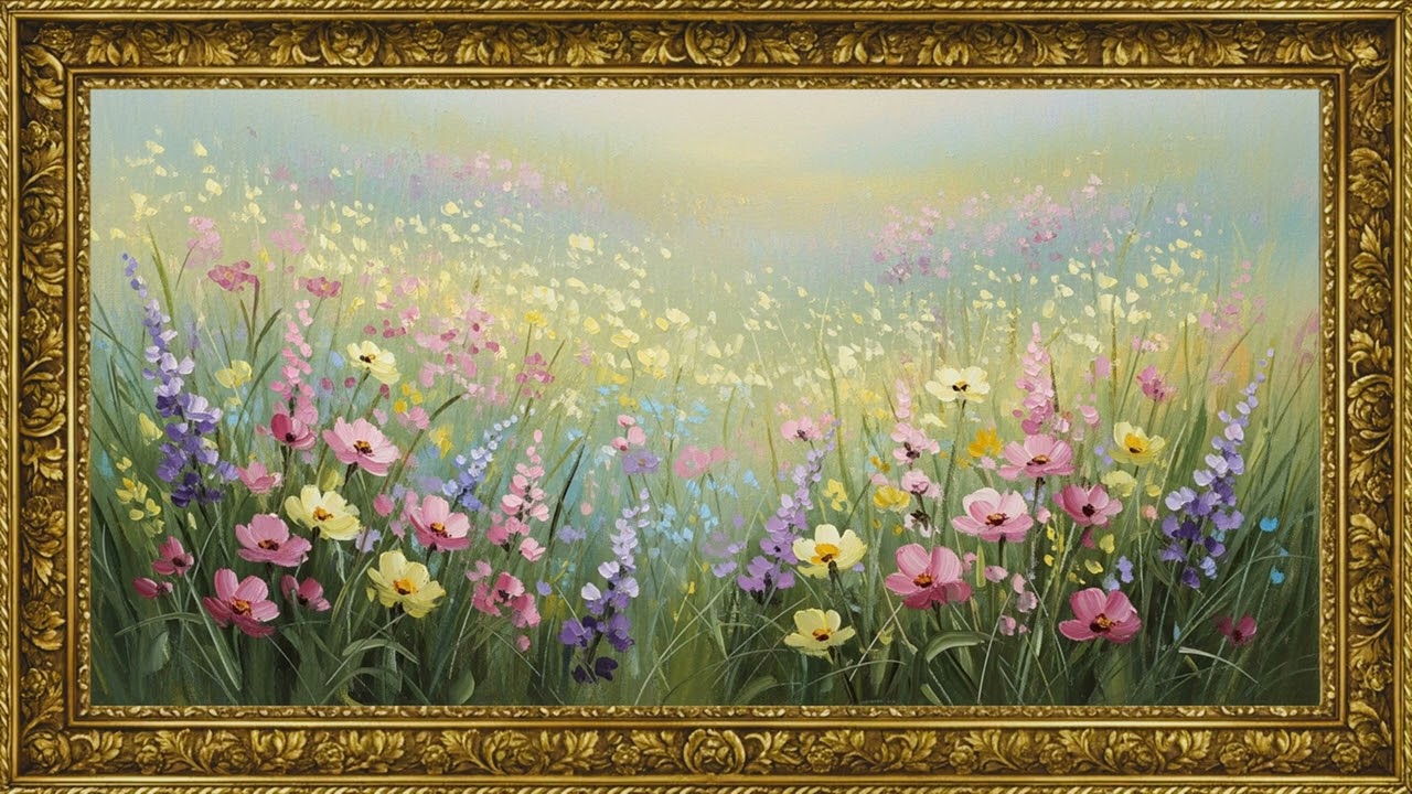 Elegant Pastel Flower Meadow 🎨 Classical Art Slideshow | 4K Ambient Visuals