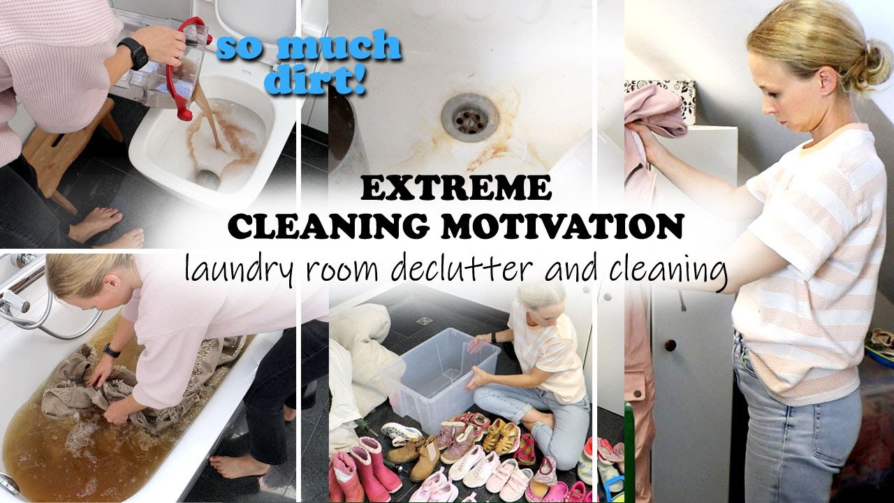 EXTREME CLEAN AND DECLUTTER // laundry room declutter // rug cleaning // CLEANING MOTIVATION