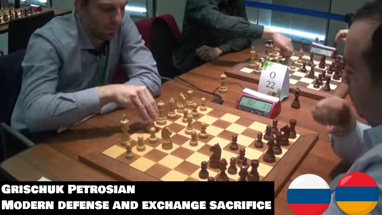 Grischuk - Petrosian | Exchange sacrifice | Modern defense