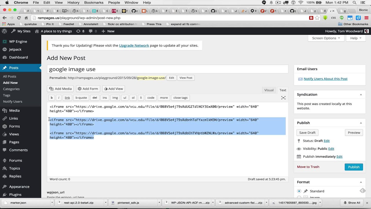 Google Drive Folder for the World & Embedding Media
