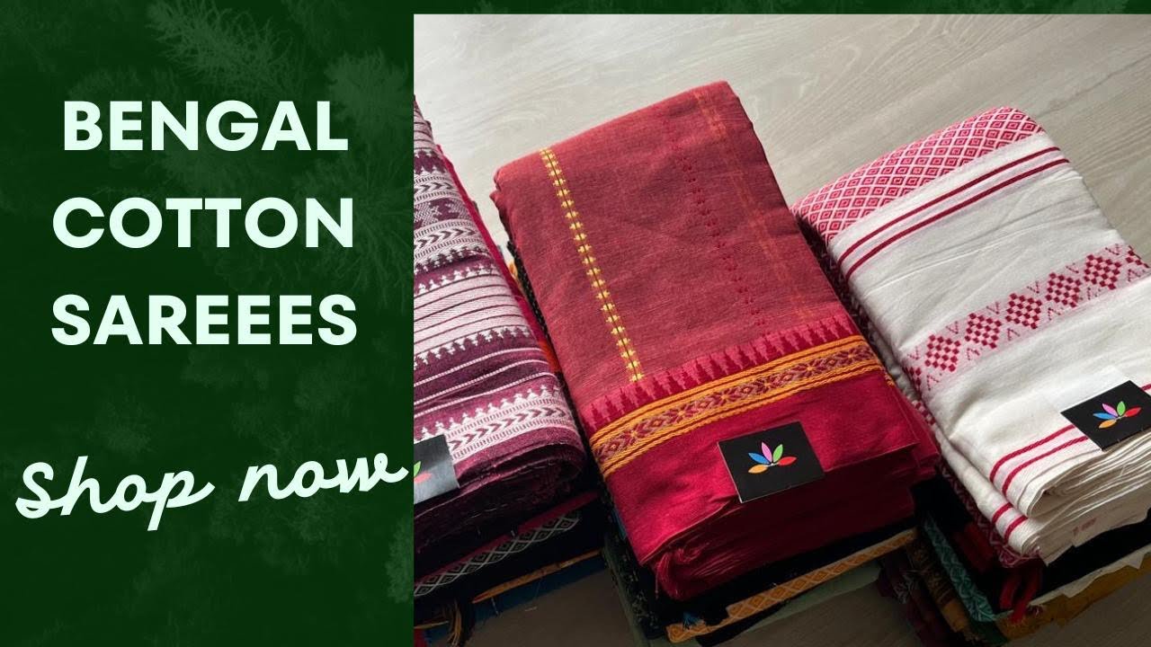 Подробное видео — сари из бенгальского хлопка, изготовленные вручную | Купить на www.fabk.in #fab...
