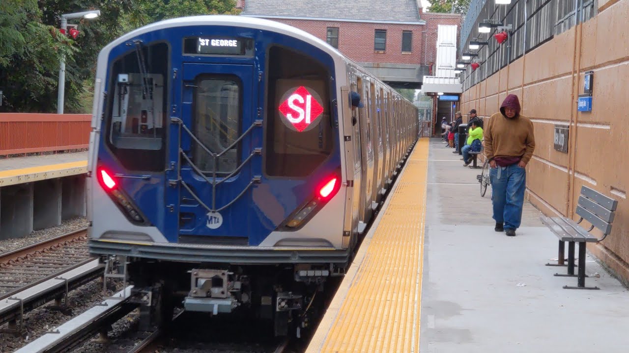 Staten Island Railway: AM Rush Hour R211S Action (Express to St George with Announcement)
