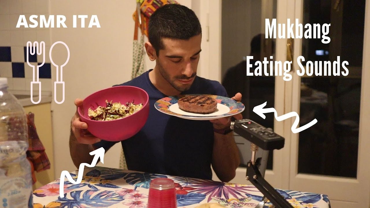 Mukbang/Eating Sounds - Steak burger e insalata! ASMR ITA