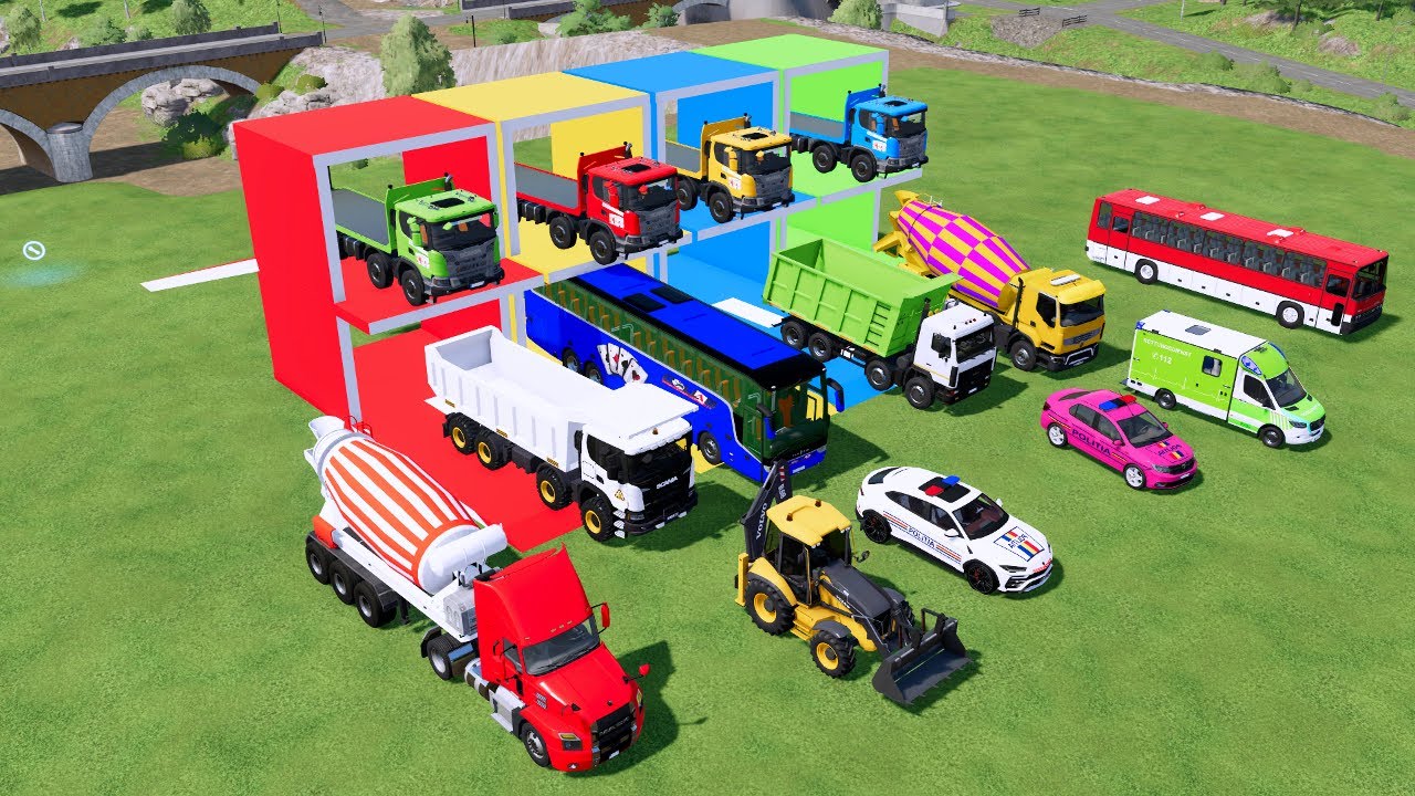 Transporting Excavator, Dump Truck, Tractor Dump Tipper & Fire Truck – FS22