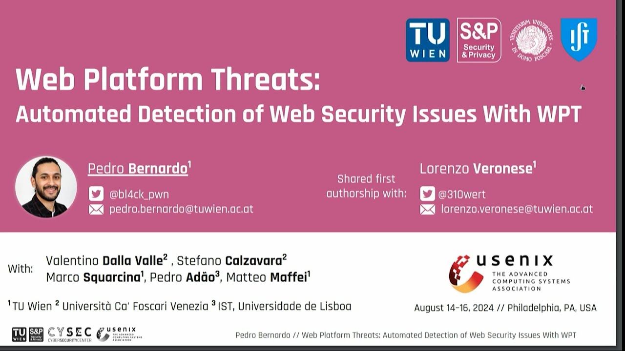 USENIX Security '24 - Web Platform Threats: Automated Detection of Web Security Issues With WPT