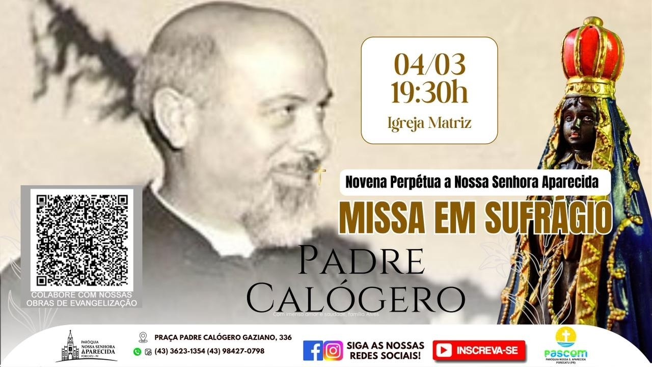 Missa em Sufrágio ao Pe Calógero | Novena Perpétua a N. S. Aparecida | 04/03/26 | 19h:30 | Pe Edivan