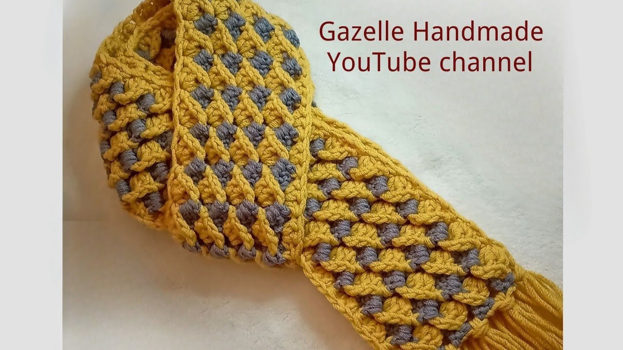 Crochet Scarf pattern (Subtitles Available ) - كروشيه كوفية