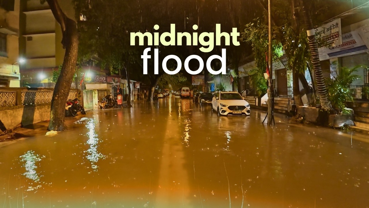 Mumbai Midnight Rain Walk: Heavy Rain & Waterlogged Streets | 4K POV ASMR Ambiance