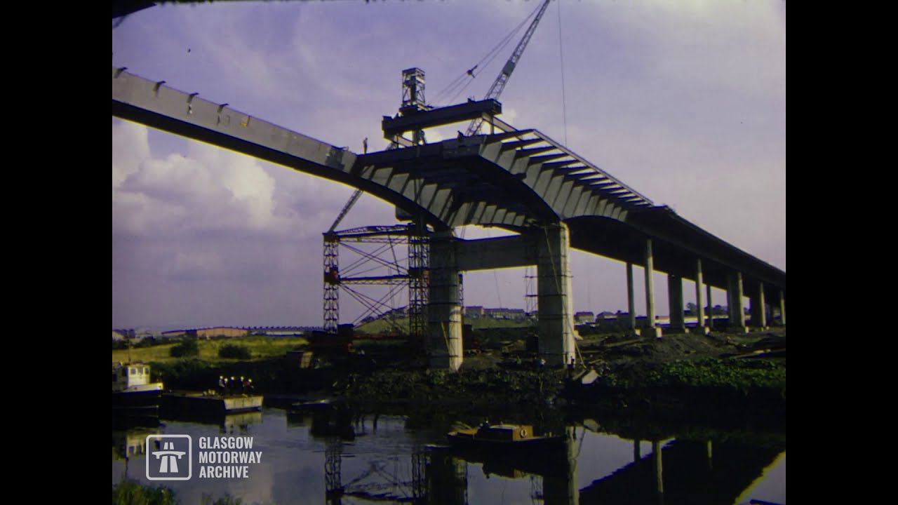Construction of the White Cart Viaduct on the M8 Motorway at Glasgow Airport in 1967
