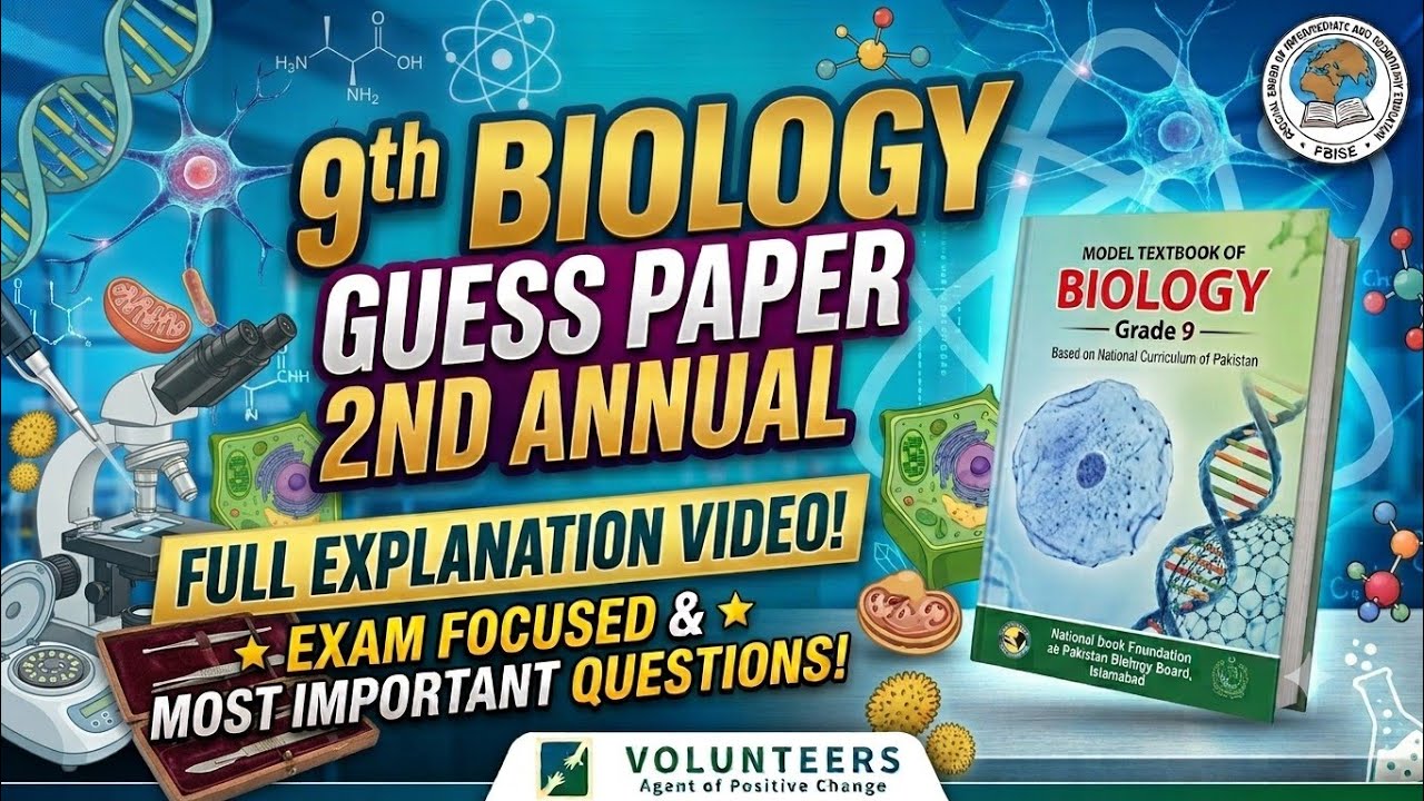 9th Class Biology 2nd Annual Guess Paper 2026 | FBISE Federal Board | MK Volunteers
